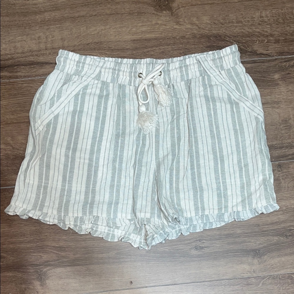 SO Women's Striped Shorts - White and Gray